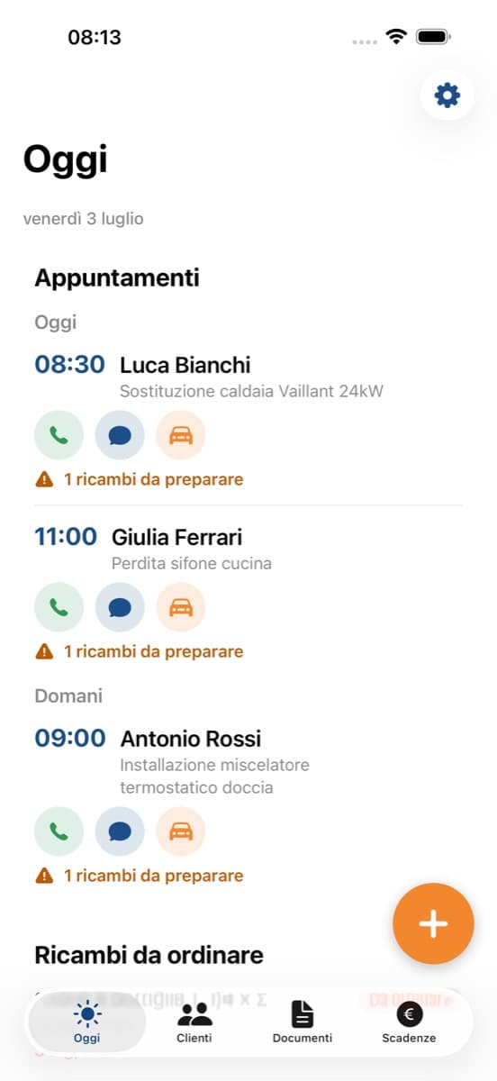 Agenda degli interventi di oggi in Garzone